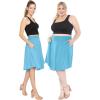 imageWomens and Plus Size Scoop Hem Flare Mid Length Skirt with Pockets  S5XSky Blue