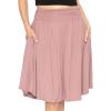 imageWomens and Plus Size Scoop Hem Flare Mid Length Skirt with Pockets  S5XMauve