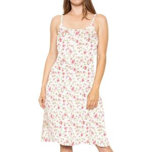imageSTRETCH IS COMFORT Womens and Plus Rayon Tank Midi Dress  Soft Knit Camisole  Flowy Lightweight Fit  Sizes S5XPink Rose Vine