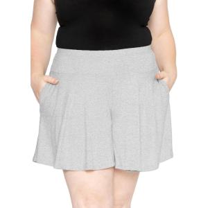 imageSTRETCH IS COMFORT Womens and Plus Size Flowy Wide Leg Shorts with Pockets  S5XHeather Gray