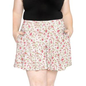 imageSTRETCH IS COMFORT Womens and Plus Size Flowy Wide Leg Shorts with Pockets  S5XPink Rose Vine