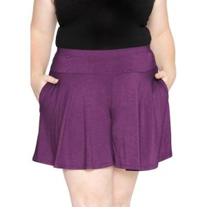imageSTRETCH IS COMFORT Womens and Plus Size Flowy Wide Leg Shorts with Pockets  S5XPurple