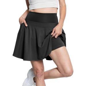 imageSTRETCH IS COMFORT Womens and Plus Ultra Flex High Waist Tennis Skirt with Pockets and Built in Shorts  XS5XLBlack