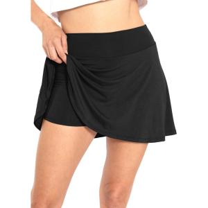 imageWomens High Waist Skater Skirt with Built in Shorts with and Without Pockets Small3XBlack