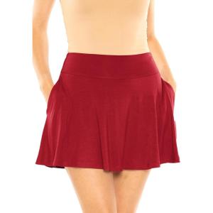 imageWomens High Waist Skater Skirt with Built in Shorts with and Without Pockets Small3XRed