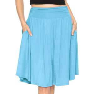 imageWomens and Plus Size Scoop Hem Flare Mid Length Skirt with Pockets  S5XSky Blue