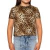 imageSTRETCH IS COMFORT Girls Print Classic Crew Neck Short and Long Sleeves Tee Shirt  Soft Everyday Basic Top  2T16Brown Cheetah