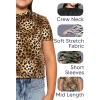 imageSTRETCH IS COMFORT Girls Print Classic Crew Neck Short and Long Sleeves Tee Shirt  Soft Everyday Basic Top  2T16Brown Cheetah