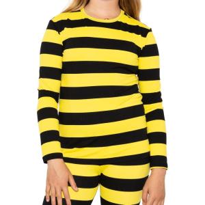 imageSTRETCH IS COMFORT Girls Print Classic Crew Neck Short and Long Sleeves Tee Shirt  Soft Everyday Basic Top  2T16Yellow Black Stripes