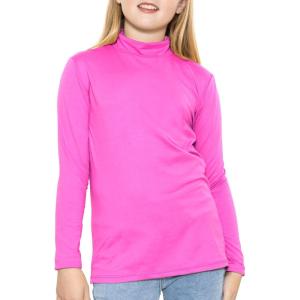 imageSTRETCH IS COMFORT Youth Girls Oh So Soft Long Sleeve Mock Neck Top  416Neon Pink
