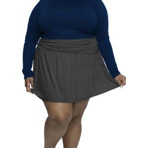 imageSTRETCH IS COMFORT Womens Asymmetrical Gathered Skater Skirt Charcoal Gray XLarge