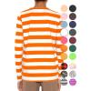 imageSTRETCH IS COMFORT Boys and Mens Oh So Soft Long Sleeve Top  Youth SAdult 3XOrange White Stripes