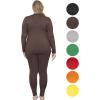 imageSTRETCH IS COMFORT Womens Oh So Soft Crew Neck Long Sleeve ampamp Leggings Set  2Piece Outfit for Everyday Wear  Sizes S5XBrown