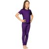 imageSTRETCH IS COMFORT Youth Girls Oh So Soft 2Piece Set  Short or Long Sleeve Crew Neck Top with Matching LeggingsPurple