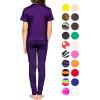 imageSTRETCH IS COMFORT Youth Girls Oh So Soft 2Piece Set  Short or Long Sleeve Crew Neck Top with Matching LeggingsPurple