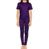 imageSTRETCH IS COMFORT Youth Girls Oh So Soft 2Piece Set  Short or Long Sleeve Crew Neck Top with Matching LeggingsPurple