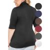imageWomens Plus Size Warm Short Sleeve Turtleneck Top  Ultra Soft  Adult XL to 5XBlack