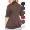 imageWomens Plus Size Warm Short Sleeve Turtleneck Top  Ultra Soft  Adult XL to 5XBrown
