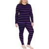 imageSTRETCH IS COMFORT Womens Oh So Soft Crew Neck Long Sleeve ampamp Leggings Set  2Piece Outfit for Everyday Wear  Sizes S5XBlack Purple Stripes
