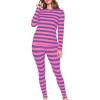 imageSTRETCH IS COMFORT Womens Oh So Soft Crew Neck Long Sleeve ampamp Leggings Set  2Piece Outfit for Everyday Wear  Sizes S5XPink Purple Stripes