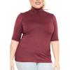 imageWomens Plus Size Warm Short Sleeve Turtleneck Top  Ultra Soft  Adult XL to 5XBurgundy