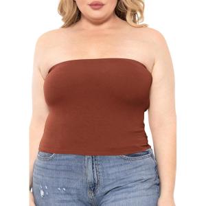 imageSTRETCH IS COMFORT Womens Regular and Plus Size Crop Tube Top  Sizes Small  5XAlmond