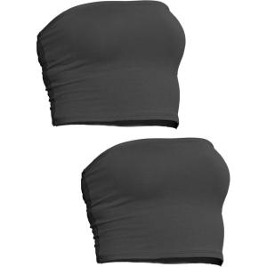 imageSTRETCH IS COMFORT Womens Regular and Plus Size Crop Tube Top  Sizes Small  5XBlack 2 Pack