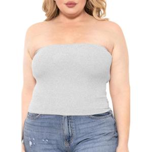 imageSTRETCH IS COMFORT Womens Regular and Plus Size Crop Tube Top  Sizes Small  5XHeather Gray