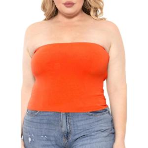 imageSTRETCH IS COMFORT Womens Regular and Plus Size Crop Tube Top  Sizes Small  5XOrange
