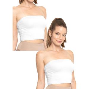 imageSTRETCH IS COMFORT Womens Regular and Plus Size Crop Tube Top  Sizes Small  5XWhite 2 Pack