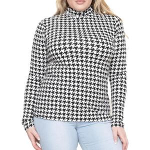 imageSTRETCH IS COMFORT Womens and Plus Oh So Soft Long Sleeve Mock Turtleneck Top Regular and Relaxed Fit Everyday Wear XS5XLHoundstooth