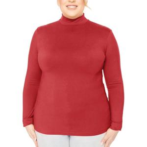 imageSTRETCH IS COMFORT Womens and Plus Oh So Soft Long Sleeve Mock Turtleneck Top Regular and Relaxed Fit Everyday Wear XS5XLRed