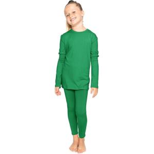 imageSTRETCH IS COMFORT Youth Girls Oh So Soft 2Piece Set  Short or Long Sleeve Crew Neck Top with Matching LeggingsKelly Green