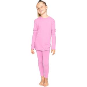 imageSTRETCH IS COMFORT Youth Girls Oh So Soft 2Piece Set  Short or Long Sleeve Crew Neck Top with Matching LeggingsLight Pink