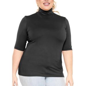 imageWomens Plus Size Warm Short Sleeve Turtleneck Top  Ultra Soft  Adult XL to 5XBlack