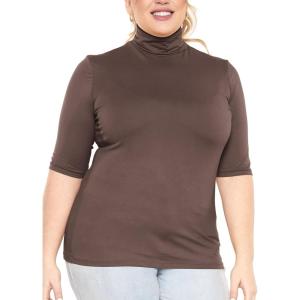 imageWomens Plus Size Warm Short Sleeve Turtleneck Top  Ultra Soft  Adult XL to 5XBrown