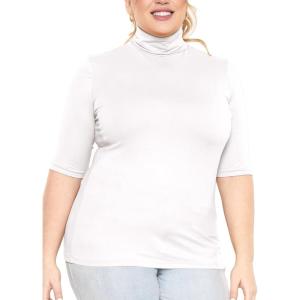 imageWomens Plus Size Warm Short Sleeve Turtleneck Top  Ultra Soft  Adult XL to 5XWhite
