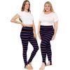 imageSTRETCH IS COMFORT Oh So Soft High Waist Stirrup Leggings Lightweight and Durable Multiple Colors for Women and Plus SizeBlack Purple Stripes