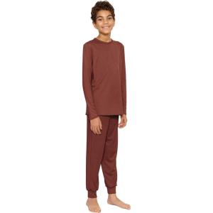 imageSTRETCH IS COMFORT Youth Boys Oh So Soft Jogger Set with Long Sleeve Crew Neck Top  Comfortable Kids Clothing  416Almond
