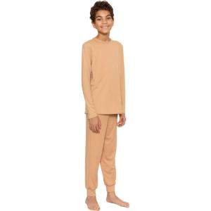 imageSTRETCH IS COMFORT Youth Boys Oh So Soft Jogger Set with Long Sleeve Crew Neck Top  Comfortable Kids Clothing  416Beige