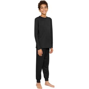 imageSTRETCH IS COMFORT Youth Boys Oh So Soft Jogger Set with Long Sleeve Crew Neck Top  Comfortable Kids Clothing  416Black