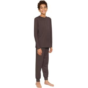imageSTRETCH IS COMFORT Youth Boys Oh So Soft Jogger Set with Long Sleeve Crew Neck Top  Comfortable Kids Clothing  416Brown