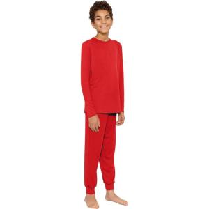 imageSTRETCH IS COMFORT Youth Boys Oh So Soft Jogger Set with Long Sleeve Crew Neck Top  Comfortable Kids Clothing  416Red