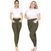 imageSTRETCH IS COMFORT Womens High Waist Cotton Stretch Pencil Leggings wPocketsOlive Green