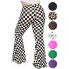 imageSTRETCH IS COMFORT Womens Plus Size Oh So Soft Pull On Stretchy Bell Bottom Flare Pants XL7XCheckered Black and White