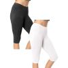 imageWomens and Plus Size KneeLength and Ankle Length Leggings2 Pack Black  White