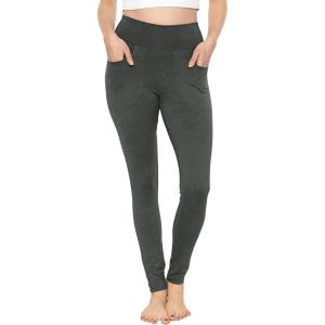 imageSTRETCH IS COMFORT Womens High Waist Cotton Stretch Pencil Leggings wPocketsCharcoal Gray