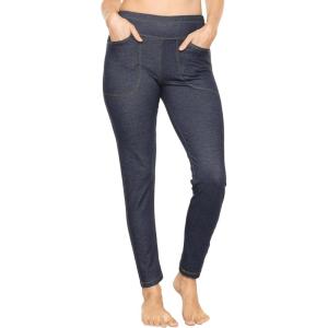 imageSTRETCH IS COMFORT Womens High Waist Cotton Stretch Pencil Leggings wPocketsDenim Blue
