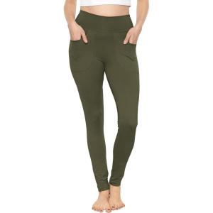 imageSTRETCH IS COMFORT Womens High Waist Cotton Stretch Pencil Leggings wPocketsOlive Green
