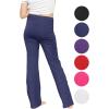 imageSTRETCH IS COMFORT Girls Cotton High Rise Everyday Straight Leg Yoga Pants  Youth Sizes for Little to Big KidsNavy Blue